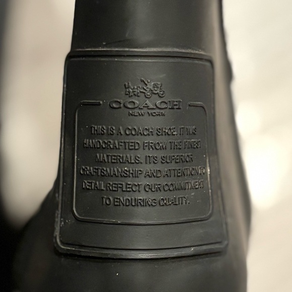 COACH TRISTEE SIGNATURE MATT BLACK WATERPROOF LACE-UP RAIN BOOTS - Picture 7 of 9